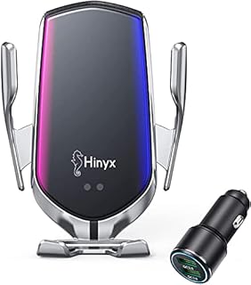 Hinyx Wireless Car Charger, 2 in 1 Qi 10W Fast Wireless Auto-Clamping Charge, Air Vent Mount Phone Holder for Samsung Galaxy S9/S9+/S8/S8+/S7+/Note 8/Note 5/ Apple iPhone 11 Pro/X/XS/Max/XR