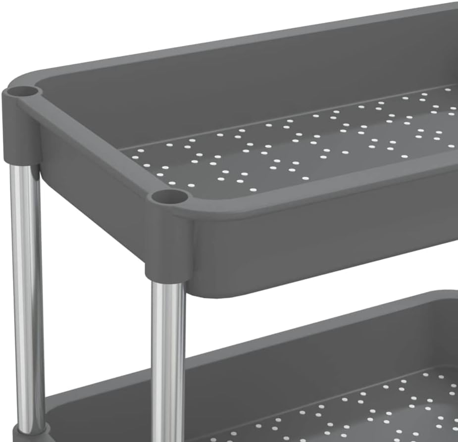 5-Tier Kitchen Trolley Gray Iron and ABS with 16.5"x11.4"x50.4" Dimensions, Rolling Kitchen Cart with Wheels, Mobile Cart for Kitchen Storage and Food Serving