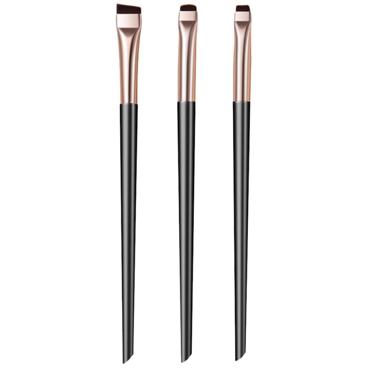 Angled Eyeliner Brush Set 3 Pieces Black Gold Eyeshadow Brush Slanted Tip for Precise Eye Makeup Application
