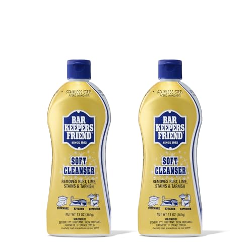 Bar Keepers Friend Soft Cleanser Liquid, 13 oz x 2, Multipurpose Surface Cleaner, Soap Scum & Grease from Stainless Steel & More Bar Keepers Friend Soft Cleanser Liquid, 13 oz x 2, Multipurpose Surface Cleaner, Soap Scum & Grease from Stainless Steel & More