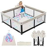 Laufstall Baby mit Matratze, 127 * 127 Laufgitter baby Faltbar, Indoor&Outdoor Laufgitter, Laufstall Faltbar mit 50 Ozeanbällen