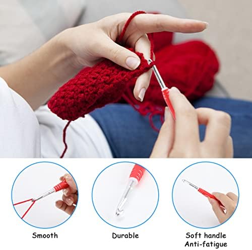 Auniq Crochet Hooks Set 66pcs Knitting Needles Sets 0.6-6mm Ergonomic Crochet Kits Soft Grip Handle Crochet Tools Yarn Knitting Tool Accessories with Carry Bag for Beginners Adults Knitt Gifts(style3)