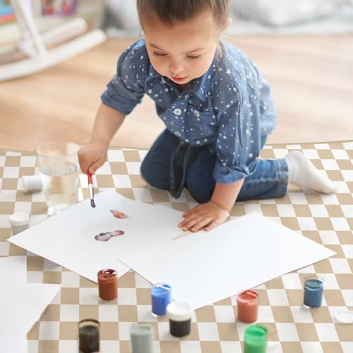 Image of Baby Splat Mat for Under High Chair, 51 x 51 Inch | Polyester Splash Mat,Wipe-Clean, Thin & Light.Use As Food , Tablecloth, Picnic,Play ,Floor,Under High Chair Mat(Checked)