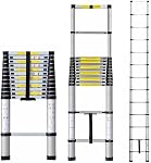 Soges 16.4ft Échelle télescopique en aluminium Écheau portatif, Échaud téleçonné avec mécanisme de verrouillage à ressort, ruban antidérapant, 330 Capacité de la livre, EN131 Certifié, 50YKMS005-CA