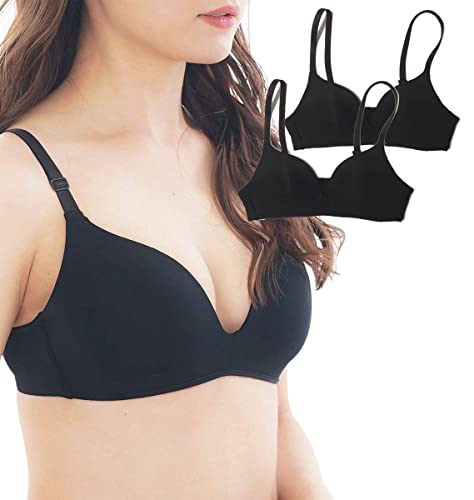 DIAFELIZ ノンワイヤーブラジャー 2枚セット フリーライトブラ ワイヤーレスブラ カップ小さめ