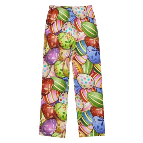 ZZXXB Colorful Easter Eggs Boys Long Pants Soft Trousers Elastic Waist Kids Lounge Bottoms with Pockets S-XL