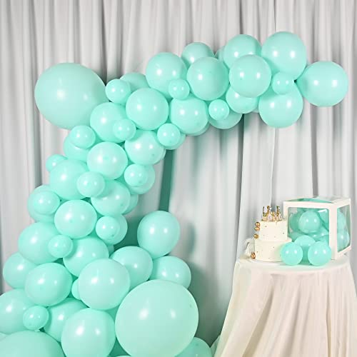 Image of Pastel Teal Blue Balloons Garland Kit 92pcs Mint Blue Latex Balloon 5 /10 /12 /18inch Helium Balloons for Birthday Party Decorations Baby Shower Wedding