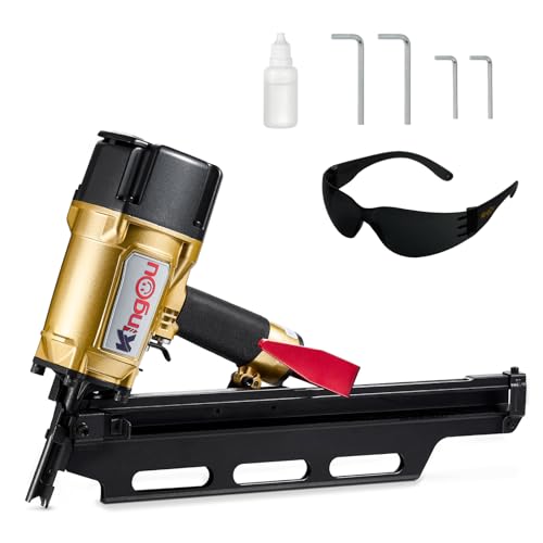 Image of KingOu NR2183 21 Degree Aluminum Magazine, Pneumatic Framing nail gun | 2-Inch up to 3-1 /4-Inch Plastic Collated Full Head Framing Nails, Framing, Wooden House Building, Fencing