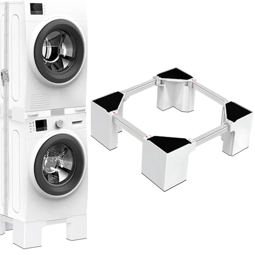 NIUXX Support de machine à laver: Base de laveuse-sécheuse, 16.1 cm Hauteur, taille réglable socle pour machines à laver et sèche-linge de 46 à 69 cm,...