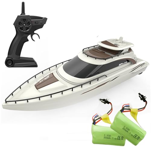 SOWOFA H139 Remote Control Boat Simulation Yacht Boat Model Lakeside Indoor and Outdoor Water Entertainment 15Km/h Cruise Ship Model Suitable for Adults 14+（Dual Battery Version）