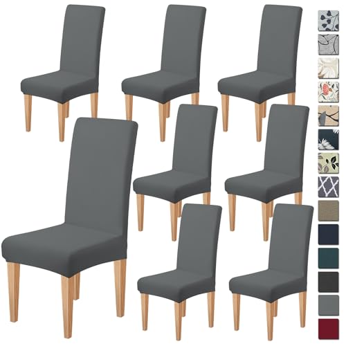 Dioxide High Stretch Chair Covers for Dining Chairs, Removable Washable Dining Chair Covers Set of 8, Soft Seat Covers Chairs Protectors for Home Kitchen Party Hotel Restaurant Banquet, Black