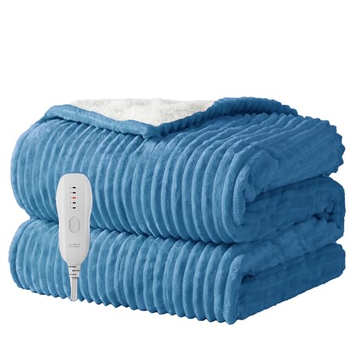 Texciting Heated Blanket Electric Throw 50”X60”-Heating Blanket with 5 Heat