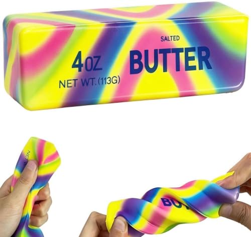 Rainbow Butter Squishy Cheese Stress Ball Brain Squishy Realistic Design Anxiety Relief Fidget Toy Sensory Toys For Adults & Kids
