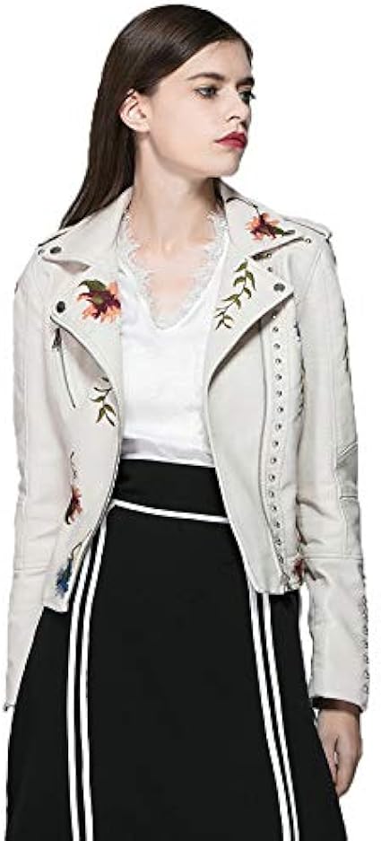 white embroidered leather jacket