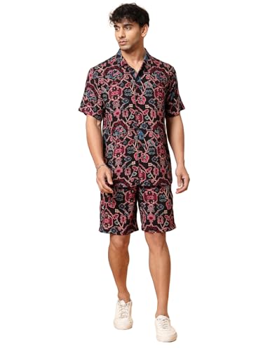 Image of Rigo Printed Co-Ord Set for Men's | Casual Shirt & Shorts Night Suit Set | Lounge-wear Nightdress Pajama Set for Men's | Night Wear, Beach Wear, Vacation Wear Outfit