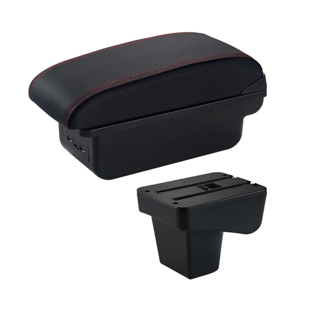 Toiumops Armrest for Suzuki Vitara, Car Armrest Box Center Console Store Box(C1 Red Line USB)