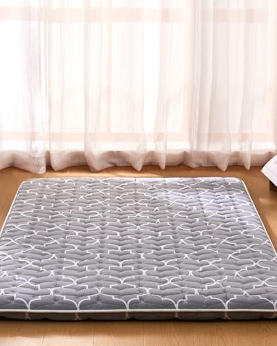 6th Generation Japanese Floor Futon Mattress - Extra-Thick 9-Layer Modern Futon with 100% High-Density Foam, Portable Floor Mattress Sleeping Pad for Adults, Guest Room, Dormitory, Queen Size(60"X80")