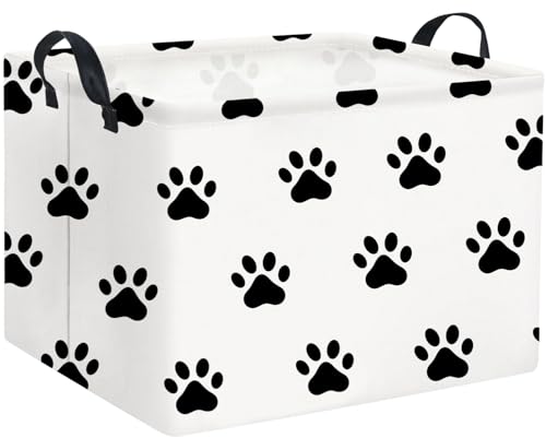 Image of Dog toy Basket Dog Toy Bin Cute Toy Storage Basket Organizer Box Kids Gift Basket Empty Rectangular Room Decor for Home(Paw)