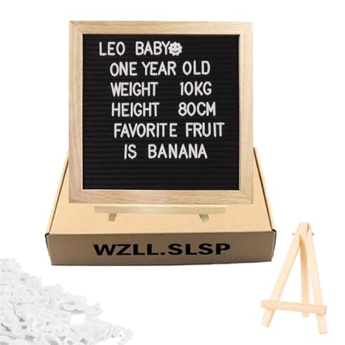Felt Letter Message Board with 340 Letters,Letter Board Sign with Stand, 10X10 Inch for Baby & Pregnancy Announcement Sign,Black Felt Changeable Letter Boards
