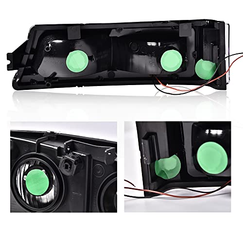 Image of GRAND ORANGE LED Headlight Assembly DRL Compatible with Chevy Silverado 1500 2500 3500 HD Models 2003-2006 / Fit Avalanche 1500 2500 03-06 Smoky lens Headlamp Black Housing Clear Reflector
