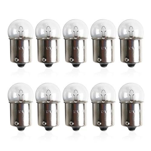 Flygun 10 PCS G18 Car Halogen Reversing Light 12V 10W BA15S Wedge-shaped Base Dual-wire Brake Turn Signal Light Lighting Replacement Modification Accessories Suitable for Most Car Models (White)