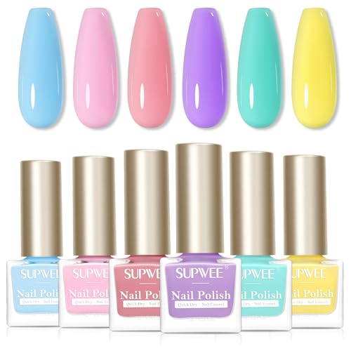 Pastel Nail Polish Set Non Gel, Quick Dry Macaron Nail Polish Spr...