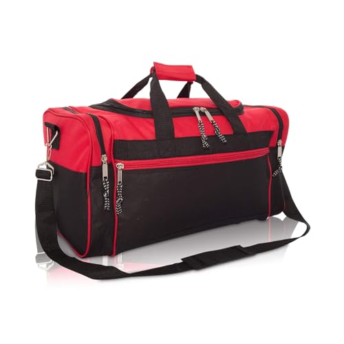 DALIX 21" Blank Sports Duffle Bag Gym Bag Travel Duffel with Adjustable Strap in Red