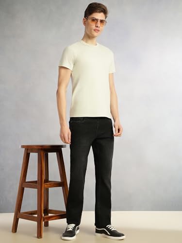 Image of Thomas Scott Men's Cricket Club Straight Fit Mid-Rise Faded Stretchable Jeans | 5 Pocket Denim
