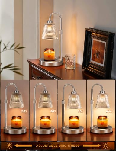 Image of Satin Nickel Candle Warmer Lamp with Timer Home Decor Gifts for Women