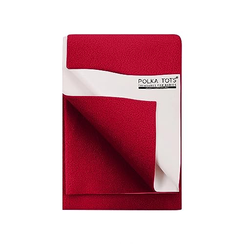 Image of POLKA TOTS Presents New Born Baby Mat Bed Protector Waterproof Sheet Reusable Absorbent Dry Sheet (Red, L)
