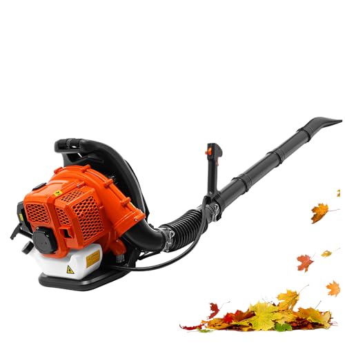 BJTDLLX Laubbläser 7000 U/min Benzin Rückenlaubbläser, 2-Takt Benzin Laubbläser Rucksack, 1.25KW Gartenbläser Leaf Gebläse für Garten Rasenreinigung, 720 m³/h Luftvolumen