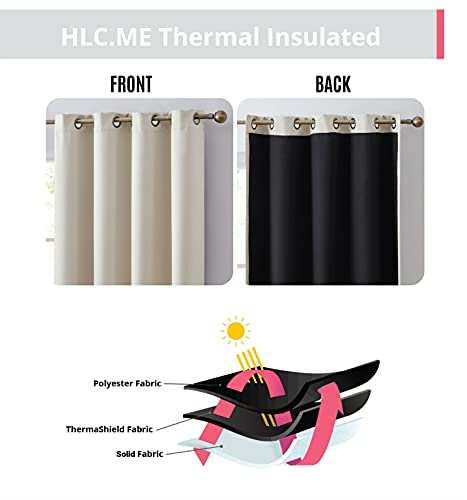 Hlc.me Laurance Full Zero Blackout Curtains 63 Inches Length - Non Toxic Energy Smart Light Blocker Thermal Insulated Draperies Window Treatment Grommet Panels, Set Of 2 (Parchment Beige, 42 W X 63 L) #TOP3