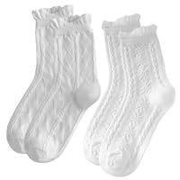 WUSJCOF 2 Paar Trachtensocken Damen Dirndl Socken mit Rüschen Spitzensocken für Oktoberfest Trachten Outfit Zubehör für Frauen