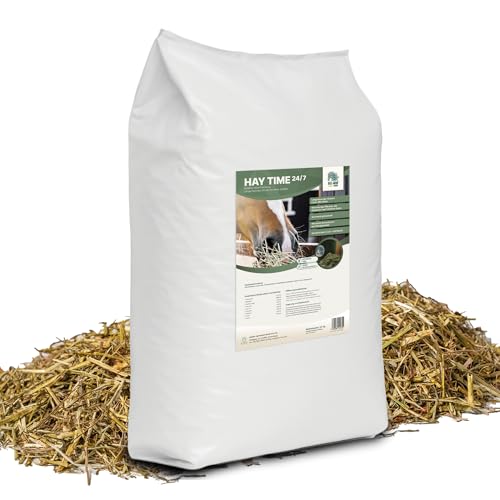 ALL-WIN Horse Hay Time 24/7 – 12 kg Strukturfutter für Pferde – Getreidefrei, Pferdefutter ohne Zuckerzusatz – Mit Timothee, Grünhafer & Luzerne – Staubfrei, magenfreundlich & rohfaserreich