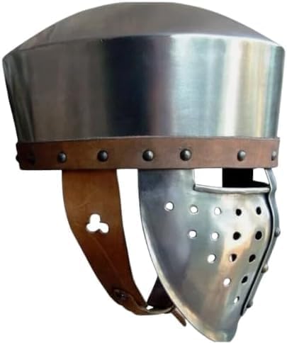 Medieval Knight Helmet Handcrafted Steel Barbute Crusader Helmet with Full Face Guard Viking Norman Style Armour for LARP, Cosplay, Reenactment & Display
