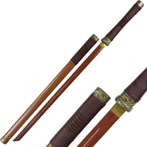 ZanLore 木刀 竹刀 素振り 唐横刀 剣道 竹製 厚い手 鞘付き 刀身溝付き 頑丈 刃の長さ71cm 軽量 伝統的な工芸 未開刃 初心者向け 模造刀 居合道用 コスプレ用 練習用 稽古用 置物 舞台 道具 撮影 写真用 個人コレクション 贈り物 イン