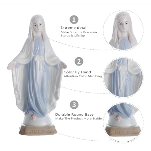 KOMI Our Lady of Grace Statue, 8.3 Inch Porcelain Virgin Mary Figure for Altar, Religious Gift to Mom, Catholic Home Decor - Thumbnail 6