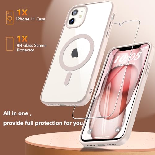 Coque iPhone 11 compatible MagSafe rose avec protège-écran - 2
