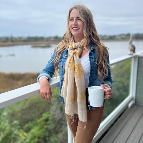 Humble Hilo Silk Blend Scarf Blooming Stencils Silk Cotton Scarf Floral Pattern Silk Neck Scarf for Women3