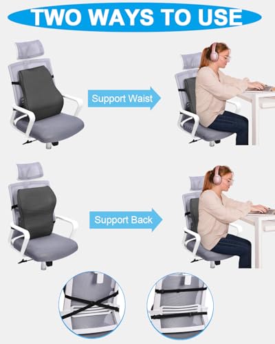 FAOKZE Ergonomisches RückenKissen aus Memory Foam, Memory Foam Rückenkissen für Bürostuhl & Sofa, Rückenkissen Stuhl mit Antistatischem (Grau)