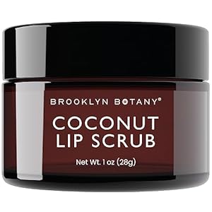 Brooklyn Botany Lip Scrub Exfoliator 1 oz – Lip Moisturizer for Dry Lips and Chapped Lips – Gentle Lip Exfoliator for Smooth and Brighter Lips – Coconut Flavor