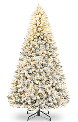 Miniatura 9 de Qlofei 180cm Arbol De Navidad Nevado Artificial Con Nieve Y 300 Luces Led Cálidas, Arbol De Navidad Con Luces Incorporadas, 856 Puntas Y Soporte De Metal Para Hogar Oficina Comercio Fiesta