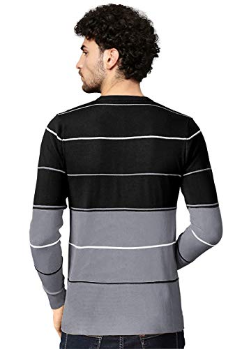Image of EYEBOGLER Men's Regular Fit Striped Round Neck T-Shirt