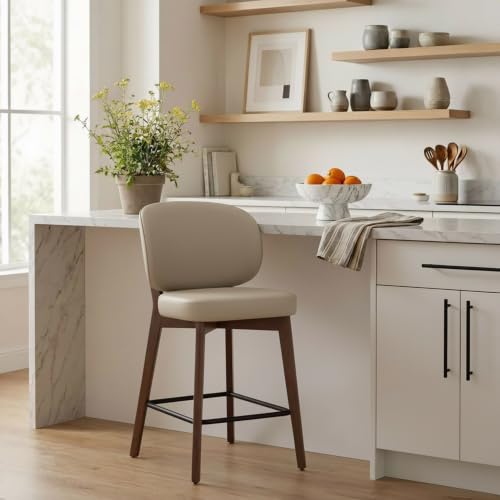 Image of YOUNUOKE Bar Stools Set of 3, 26 inch Counter Height Bar Stools, Khaki