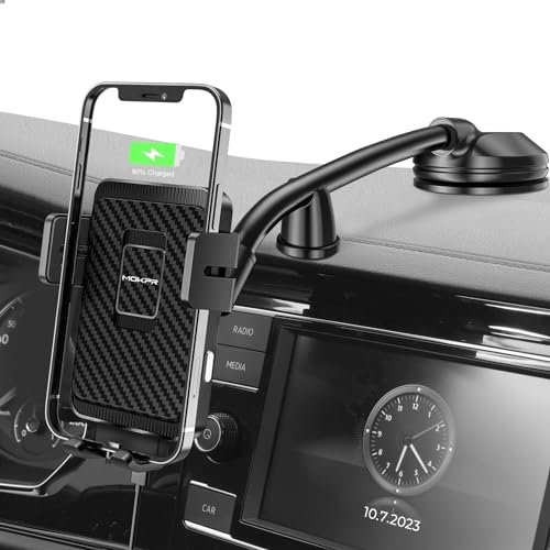Wireless Car Charger, MOKPR 15W Fast Charging Car Mount Auto-Clamping Car Charger, Dashboard...