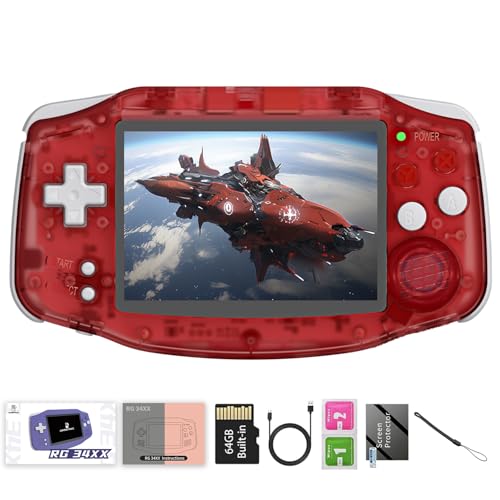 Image of RG34XX Retro Handheld Game Consoles rg34xx Classic Retro Gaming Console 64G Card Preloaded Games 5000+ Portable Gaming Console Linux 64-bit 3500mAh Battery WiFi Bluetooth HD and TV Output red