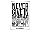 Winston Churchill Quote Art Print. 60 Colours/6 Sizes. Never Give In Never Give Up Speech. World War...