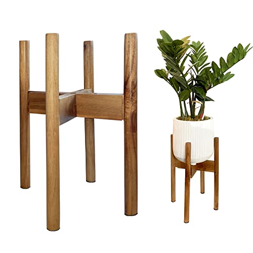GEMEZZI Wood Plant Stands Indoor and Outdoor, Mid Century Modern Plant Stand Tall, Outdoor and Indoor Wooden Plant Stand for Planter & Pots, Adjustable Plant Holder 8 to 12 Inch Plant Stand