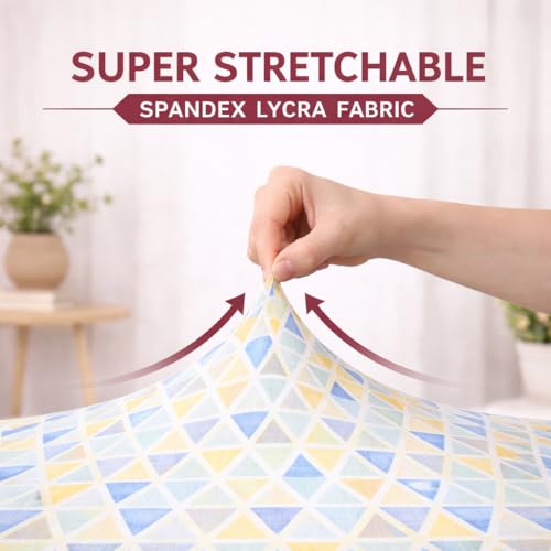 Image of STITCHNEST 'Contour Fit Series' Stretchable Printed Wooden Sofa Cover (Pack of 4) - Elastic Wooden Chair Cover | Wooden Sofa Seat Cover | Size - 20-21 x 20-21 x 3-5 in