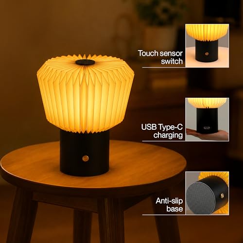 Image of FIG Living Touch Sensor Portable Table Lamp |Secret Santa Gift | USB-C Rechargeable | 3 Brightness Levels | Home Office, Study & Gifting Decor Light (Bouquet | Portable)